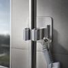 No-Drill Wall-Mounted Mop and Holder with Strong Self-Adhesive Hook for Bathroom Storage