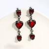 Sweet temperament red rhinestone love dark earrings women's light luxury niche high-end stud earrings autumn and winter new earrings