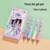 4-Pack Click-Action Neutral Pen with Sponge Grip for Students - Black Ink Press-Type Bouncing Pen