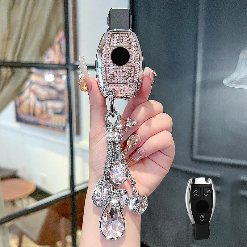 Pink Diamond Style TPU for Mercedes Benz A B C E Class GLS GLA GLK GLC CLS CLA AMG W204 W205 W212 W463 W176 Car Key Case Cover