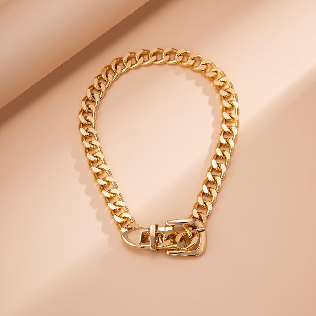  Hip Hop Minimalist Design Belt Buckle Chain Collar Necklace Retro Chill Style Personalised Necklace