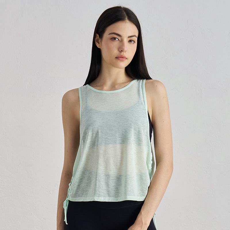 

2025 New Arrival Bunchy Yarn Nude Feel Yoga Vest Sleeveless Sports T-shirt Tops Outdoor Running Yoga Clothes Quick-Drying Mint Mambo Green L
