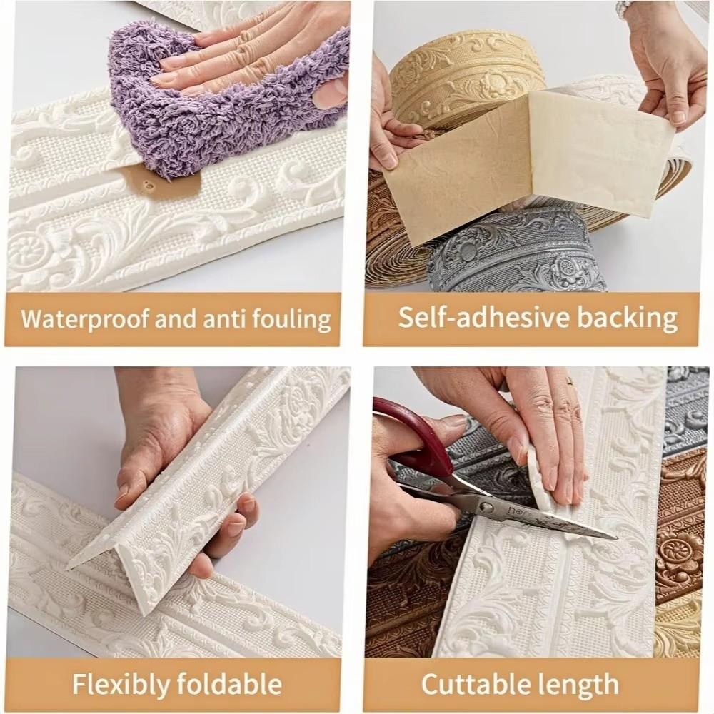 2.3M/Roll Wall Sticker Self-Adhesive Foam Edge Banding DIY Skirting Line Decor  Wall Border