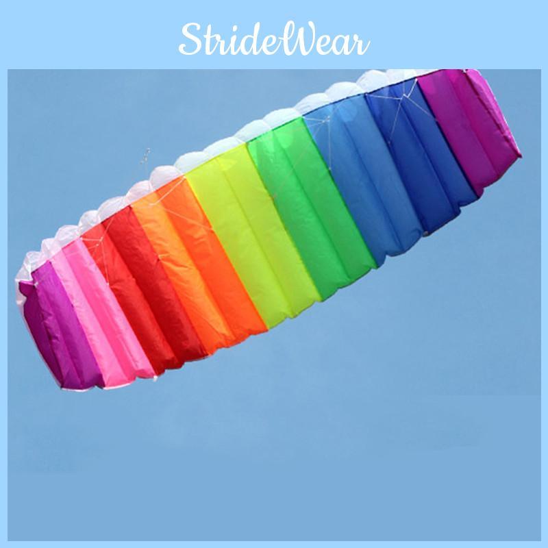Eye-catching Rainbow Dual Line Kitesurfing Stunt Parachute With Comfortable Handles