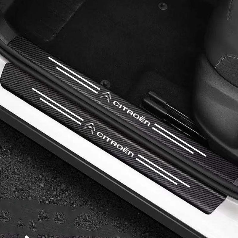 Carbon Fiber Car Door Sill Protective Stickers Films For Citroen C3 C4 C5 C1 C2 Berlingo Celysee Xsara Picasso Car Accessories