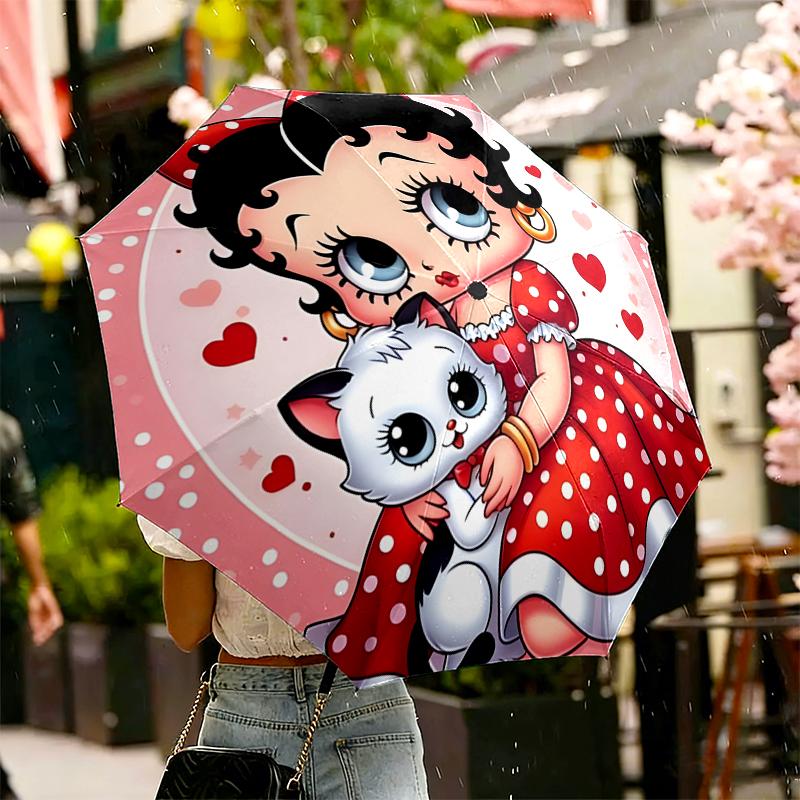 Betty Boop Print Umbrella Automatic Opening/ Closing - Portable Foldable Design - Daily use for Travel/Outdoor - Gift for Birthday