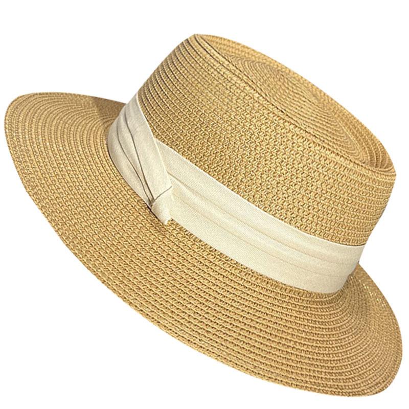 French flat-top sunshade straw hat children's new straw top hat summer seaside vacation sun protection beach sun hat