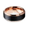 New Fashion 8mm Rose Gold Color Stainless Steel Rings Black Brushed Men Women 'S Party Wedding Band Jewelry Size 6 -13