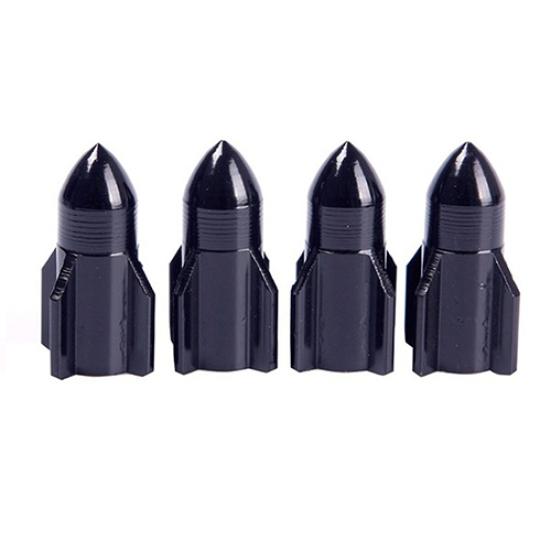 4Pcs Auto Car Alloy Rocket Bike Aluminum Tire Shape Tyre Valve Wheel Stem Cap