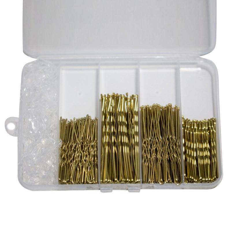 

Набор металлических заколок для волос из 300 штук для женщин, включая шпильки U-образной формы, шпильки и прозрачные резинки для волос в элегантной коробке-органайзере