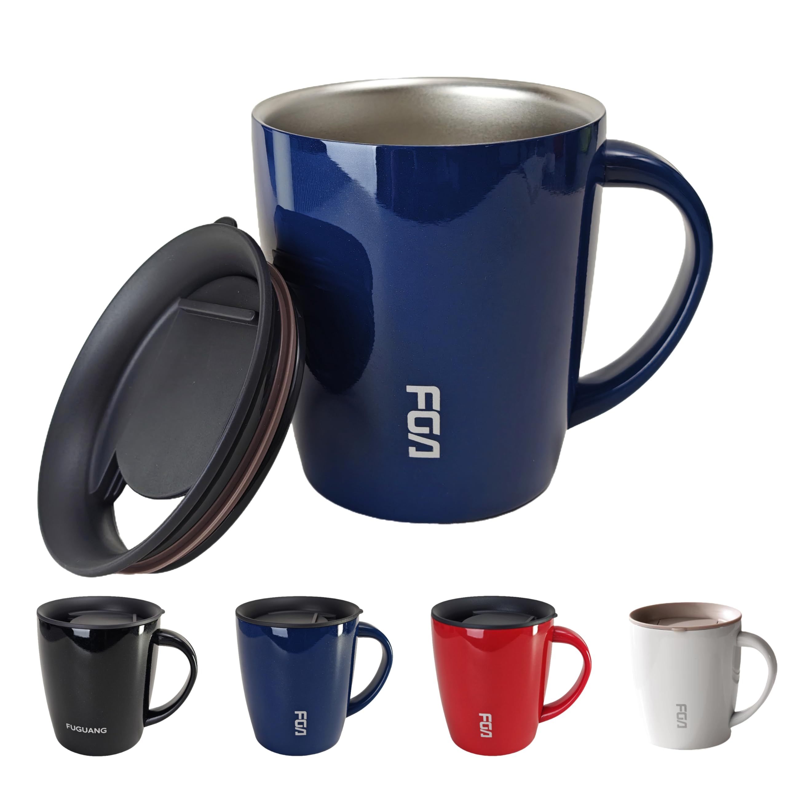 

Nishida Stainless Steel Mug with Lid, 380ml, Insulated, Vacuum-Sealed, with Lid, Direct-Drinking Spout, Cup, Tumbler, Office, Stylish, Cute (Blue)