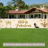 60th Birthday Party Banner, Happy Hour Background Design, Polyester Outdoor Indoor Fence Lawn Decoration