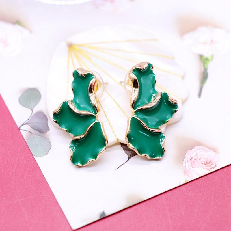 New Red Green Glaze Geometric Dangle Earrings for Girls White Enamel Women's Unusual Earrings Irregular New Year Earrings