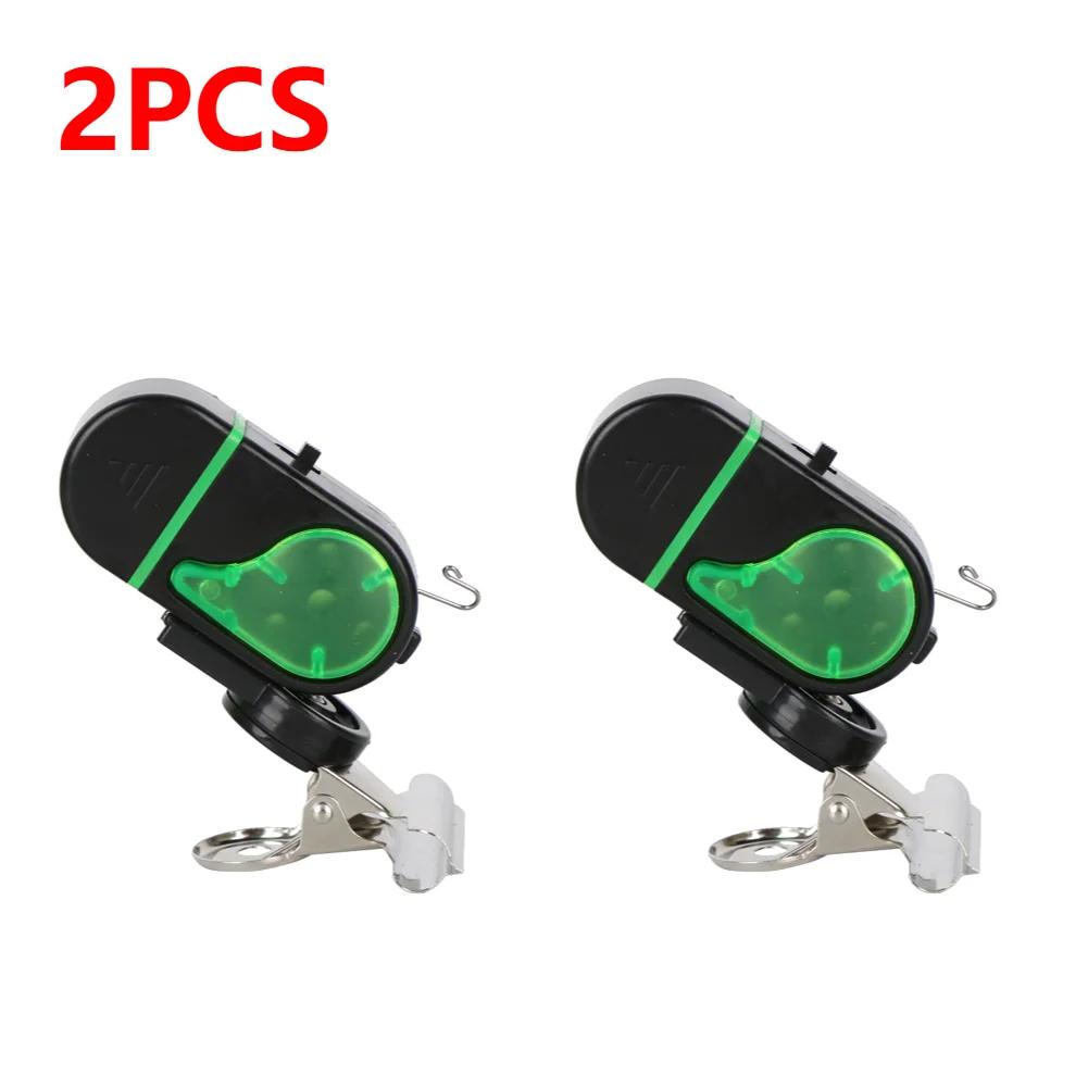 1/2 STÜCK Bissanzeiger Hochsensibler Angelalarm Tonklingel LED-Lichtanzeige Clip-on Angelruten Summer Angelzubehör