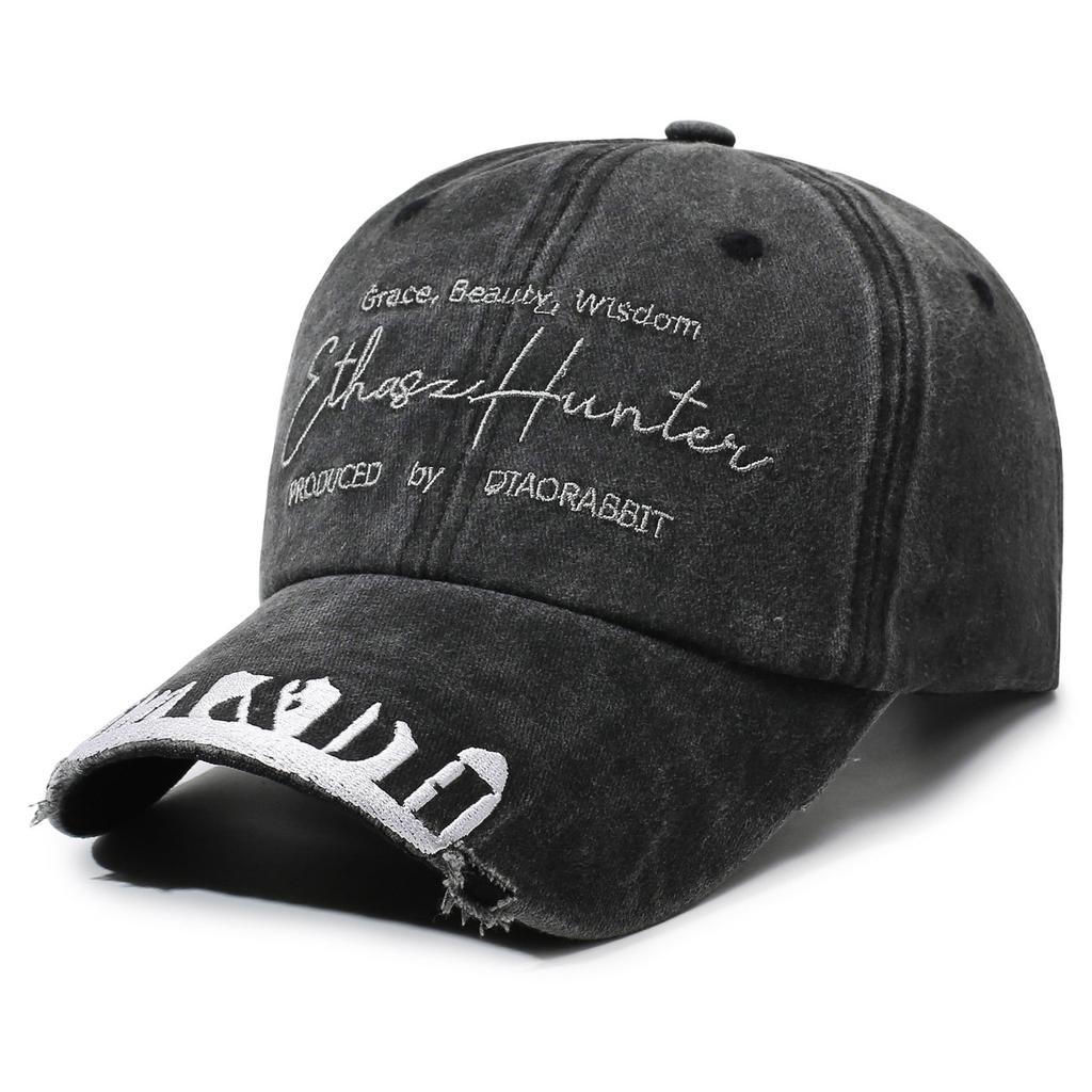 Washed old hat Alphabet embroidered baseball cap Men's and women's retro curved brim sunshade cap