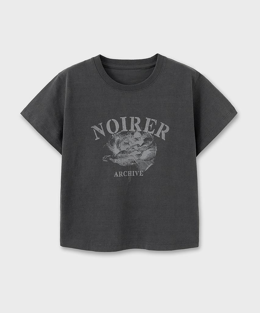 NOIRER FOR WOMAN Archive Print Crop T-Shirt (Gray)