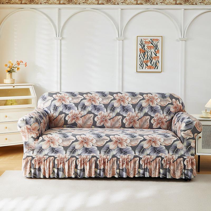 All Inclusive Elastic Sofa Set Skirt Style Dust Proof and Anti Slip All Cover for Three People and One Person Universal Cover with Tassels