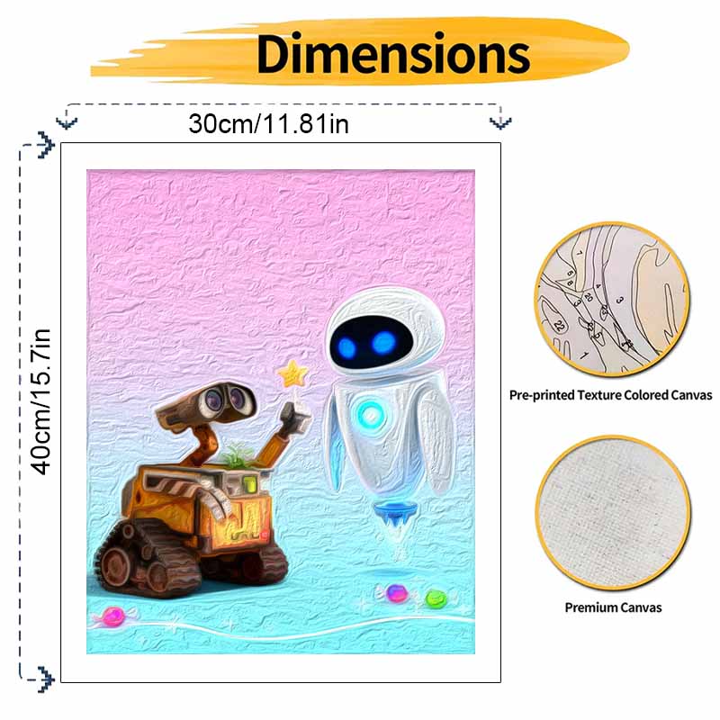 Disney Robot Love Oil Paint Digital Painting Art Kit FillIn Painting Home Decor