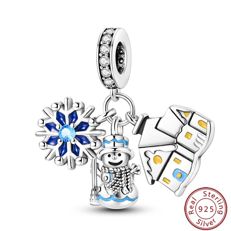 100% Copper Snowman Penguin Fireplace Warm Winter Series Charms Beads 3Mm Diy Fine Jewelry Making