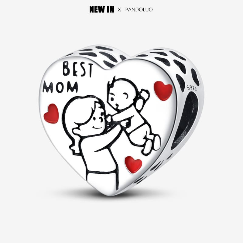 New In Heart Shaped Pattern Charm Beads Fits Pandach Original Bracelet Women Copper Pendant Bead Jewelry Gift