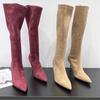 Pointed Maillard Thin Heel High Boots Women's 2025 Autumn and Winter New Zipper Boots Versatile Suede High Heel Boots