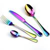 Set di Posate Arcobaleno Colorato Set di Posate in Acciaio Inossidabile 1/4 Pz Set di Forchetta e Coltello Nero Stoviglie Oro Argento Set per Cibo Occidentale