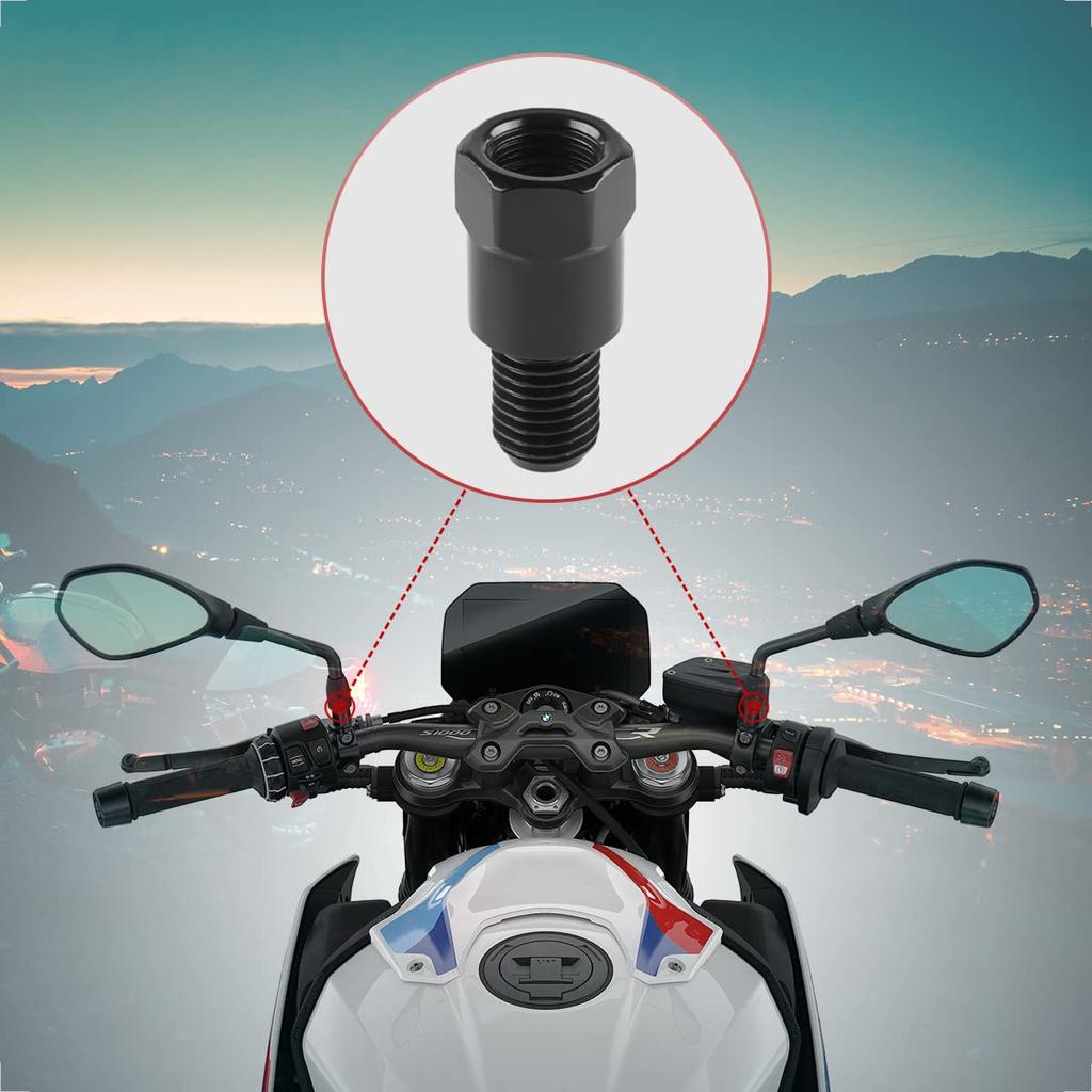 Evermotor 10mm Motorcycle Mirror Conversion Adapter 2 x Positive Screws 1 x Reverse Screw Adapter (3 Pieces) Black