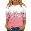Children's 3/4 Sleeve Tops Casual  Print T Shirt Round Neck Pullover Blouse
