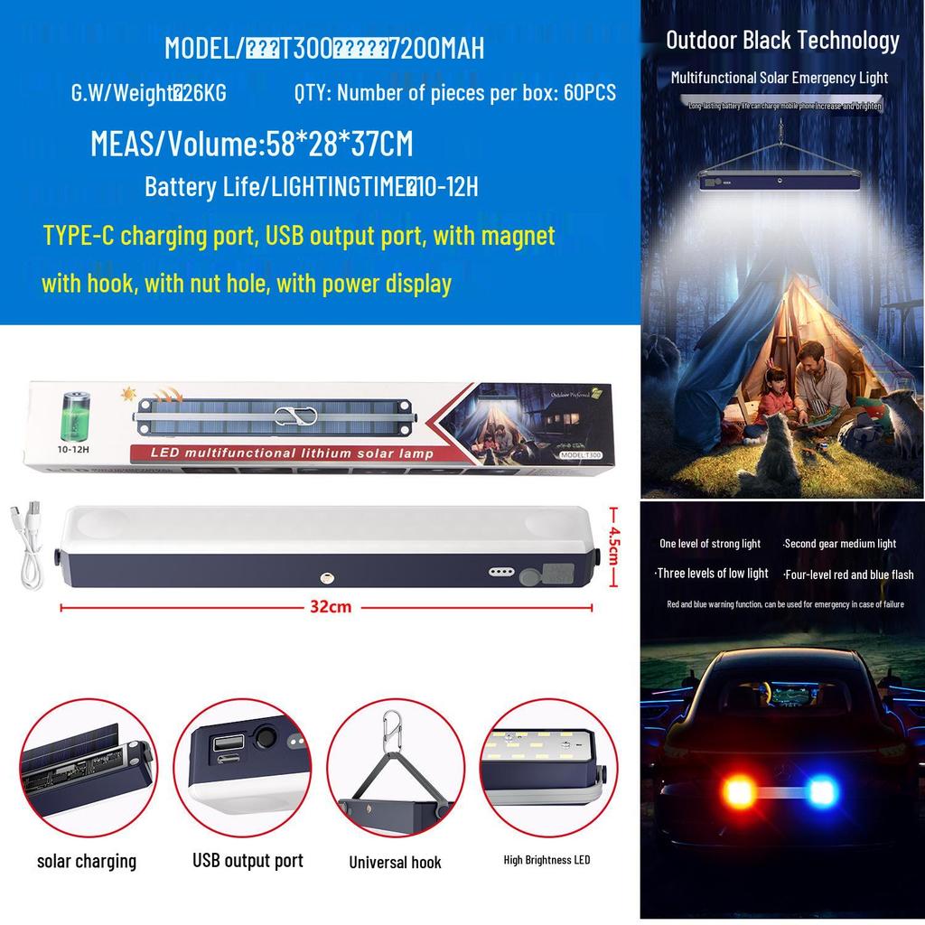 Super Bright Waterproof Solar Floodlight: Portable Outdoor Light for Camping & Emergencies