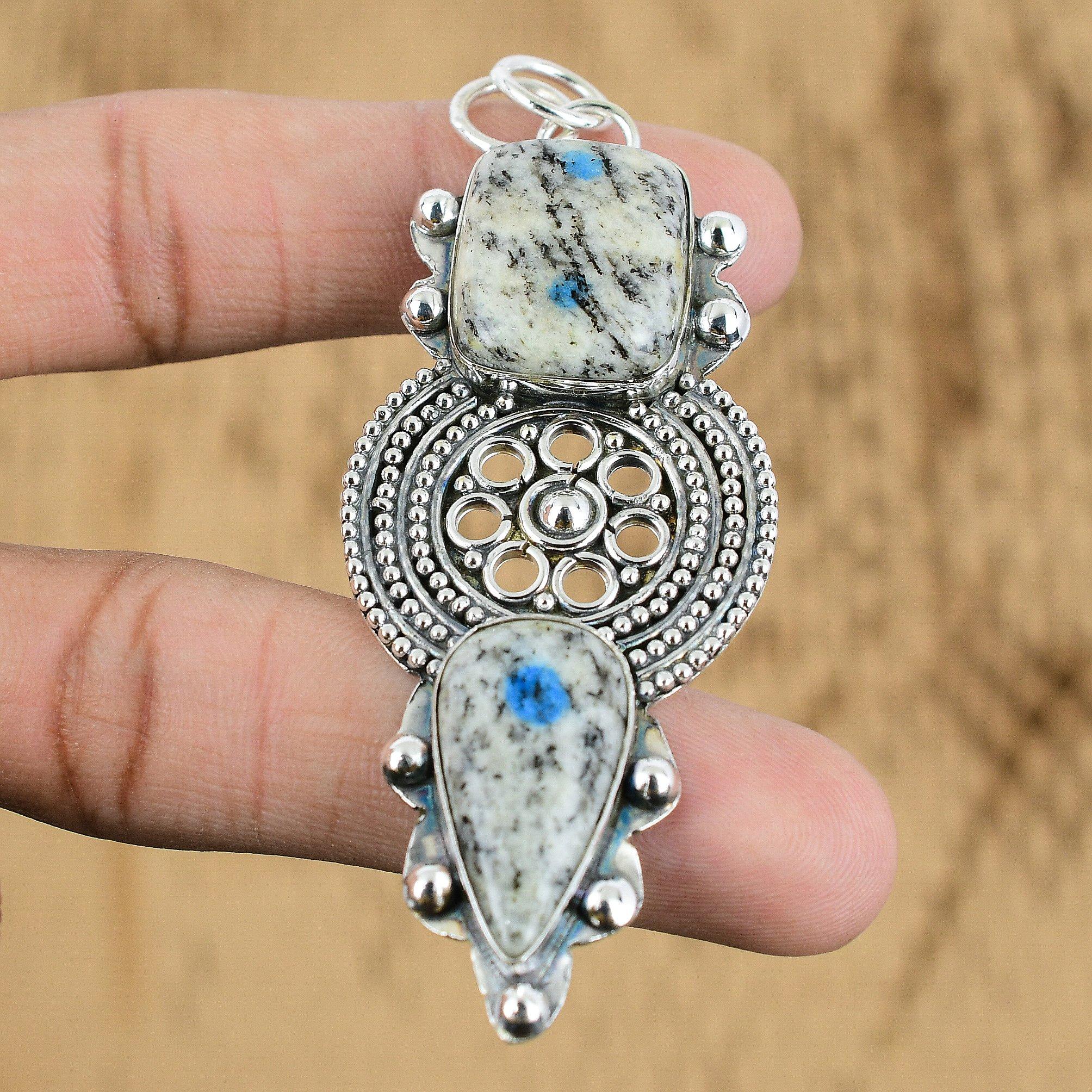 

Natural K2 Jasper Gemstone Pendant 925 Sterling Silver Indian Jewelry For Girls
