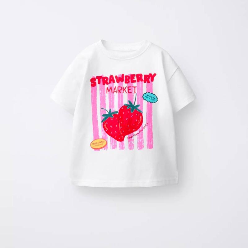 Summer Clothing Short Sleeve Tshirt Children's Printed Fruit T-shirts Round Collar Casual Kids Clothes Simple Girls Boys Tees