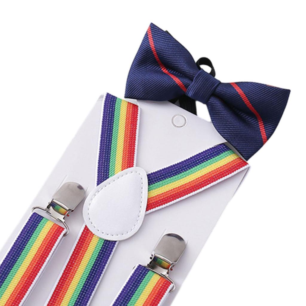 Kids Suspender Bow Tie Set Adjustable Braces Tuxedo Suspenders Pants for Trousers