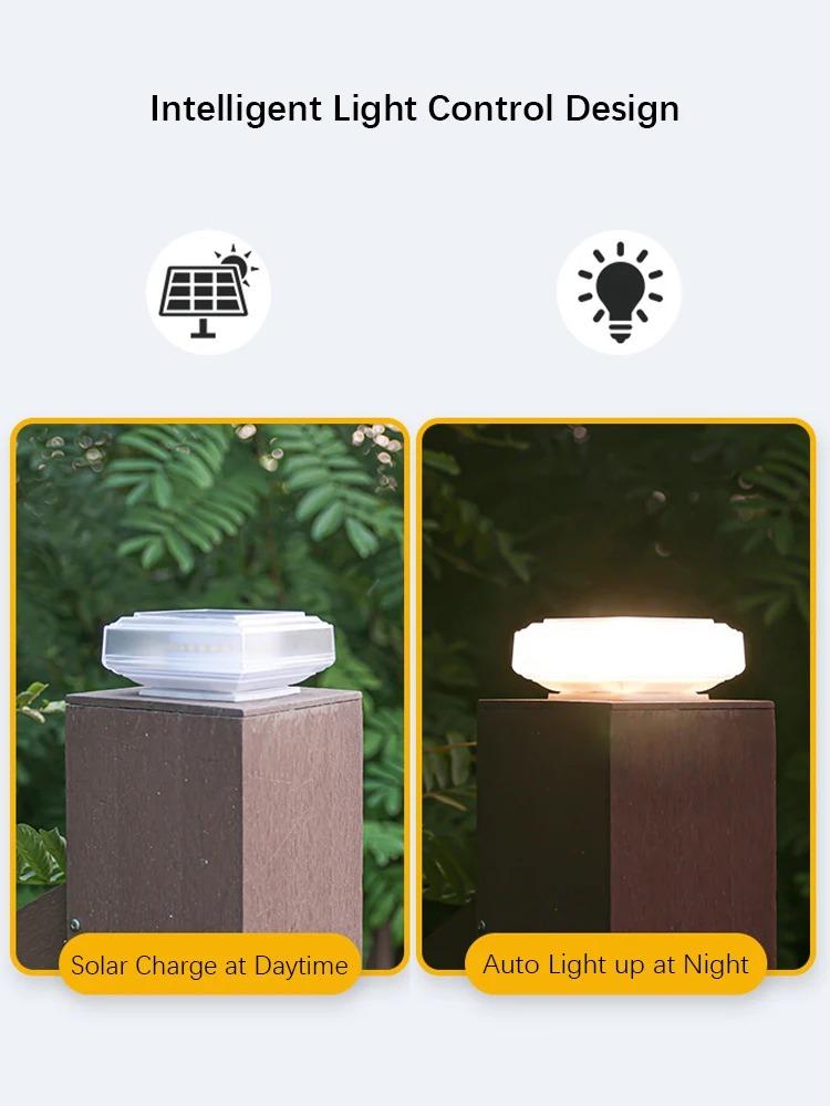 30Led Solar Pillar Light, Post Caps Lights, Waterproof Fence Post Lamp Outdoor, for Garden Wooden Post Lawn Camping Summer Decor