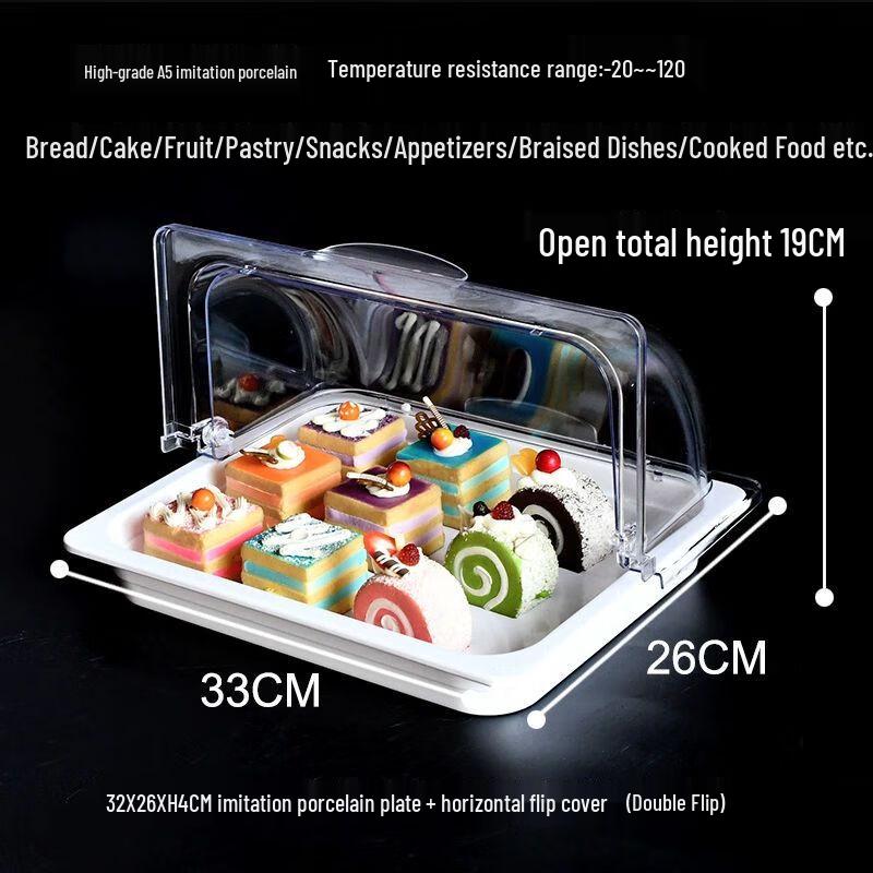 Transparent Flip Cover Food Display Tray