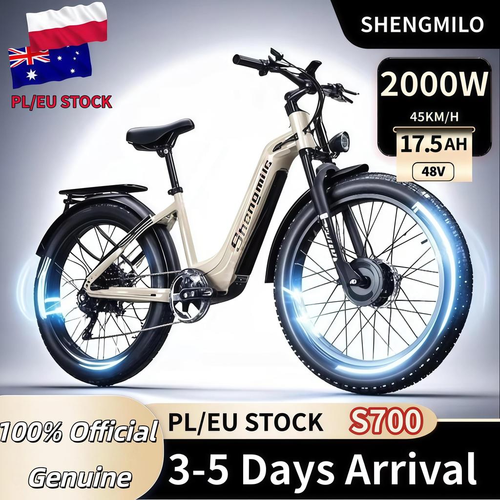 Shengmilo S700 Bicicletta Elettrica per Adulti 2000W Con Due Motori, Batteria 48V17.5AH840WH Città Ebike, 26 Pollici Fat Tire E-Mountain ebike