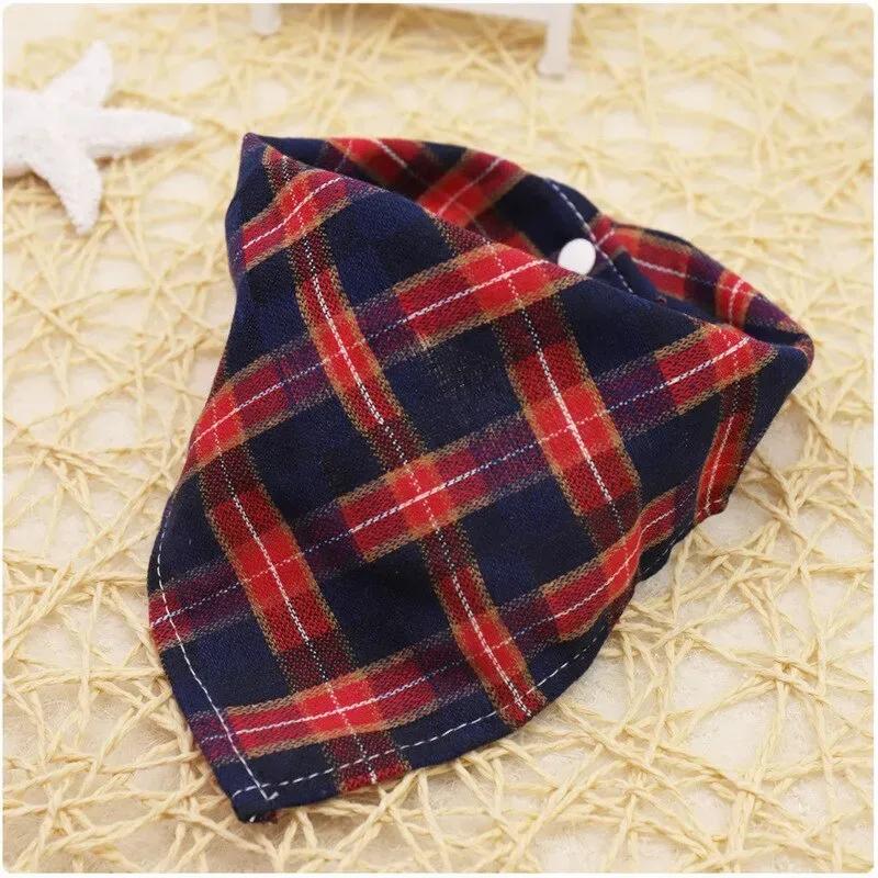 Cotton Baby Bibs Burp Cloth Scotland Style Triangle Baby Bibs Plaid Adjustable Baby Meal Bib Infant Bibs