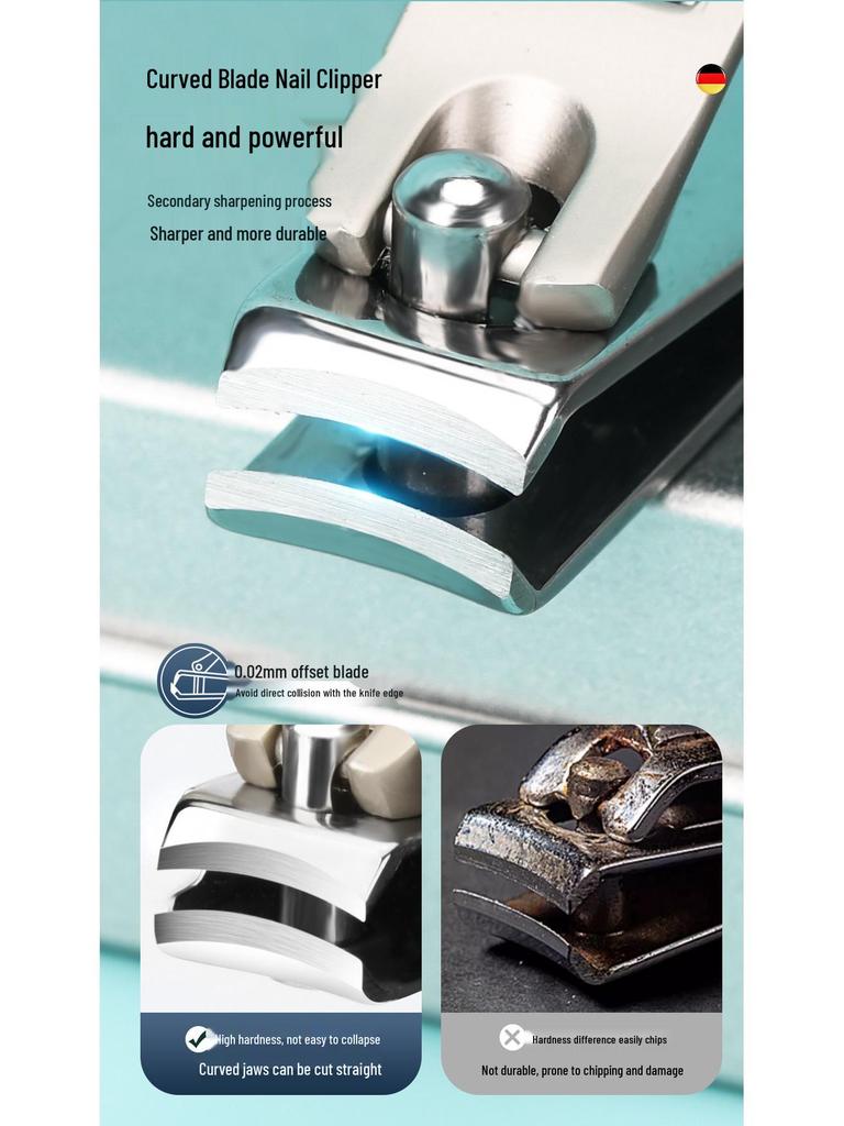 4-Piece Stainless Steel Grooming Set: Nail Clippers, Round Head Nose Hair Trimmer, Ear Pick, In a Gift Iron Box