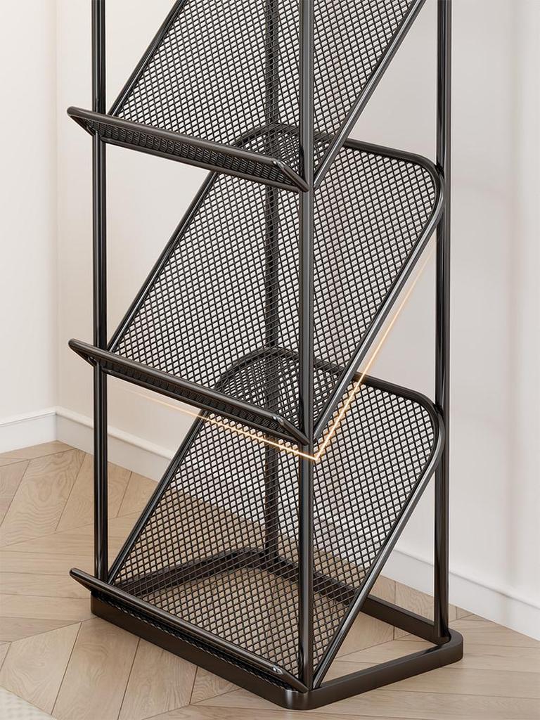 Floor-Standing Wrought Iron Magazine & Brochure Display Rack