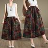 Pantaloni Largi Florali Stil Etnic Vară Mărimi Mari Femei Pantaloni Largi Casual Șapte Sferturi Picior Drept