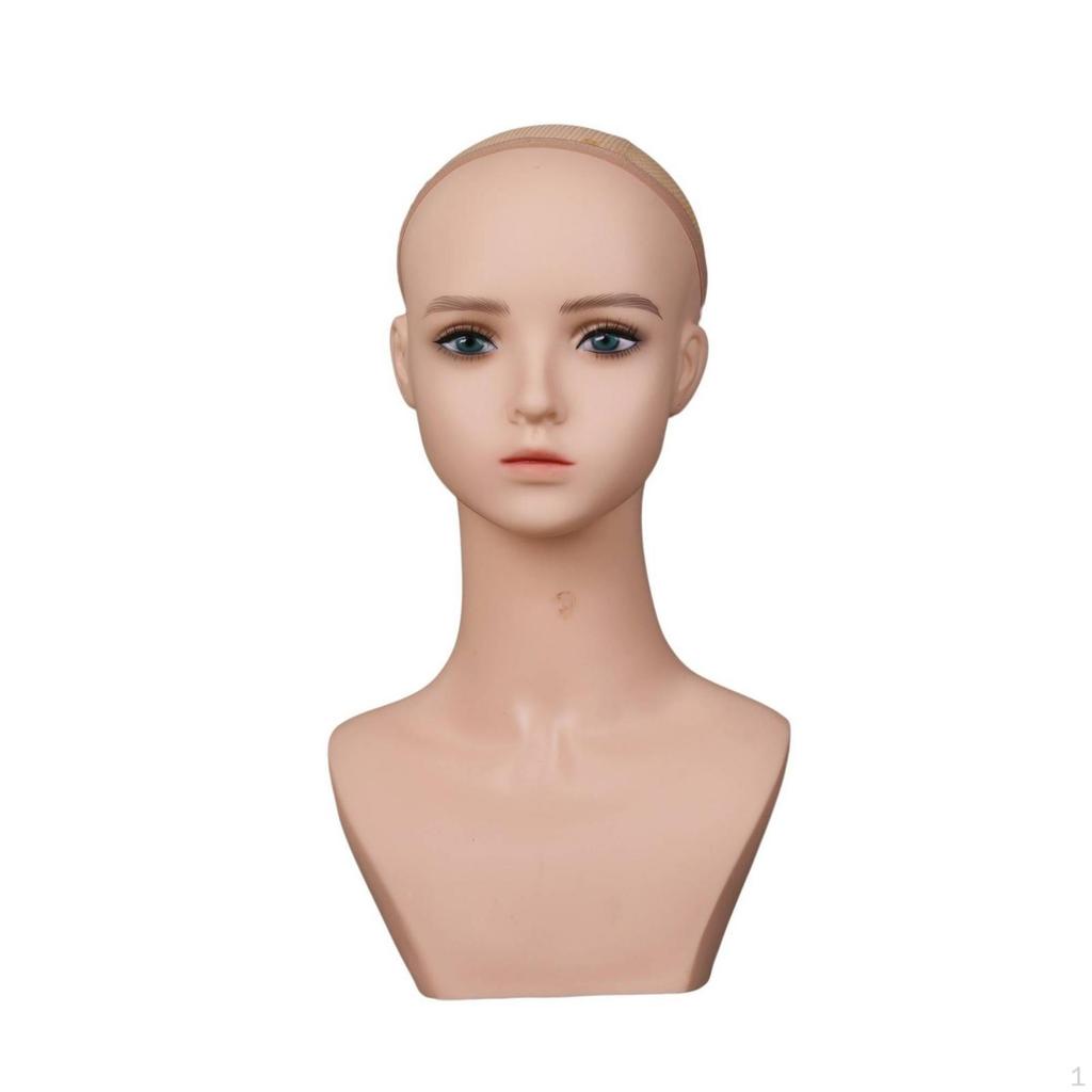 Mannequin Hoofd met Schouders PVC Materiaal Schouder Foto Prop voor Salon Eigenaren,