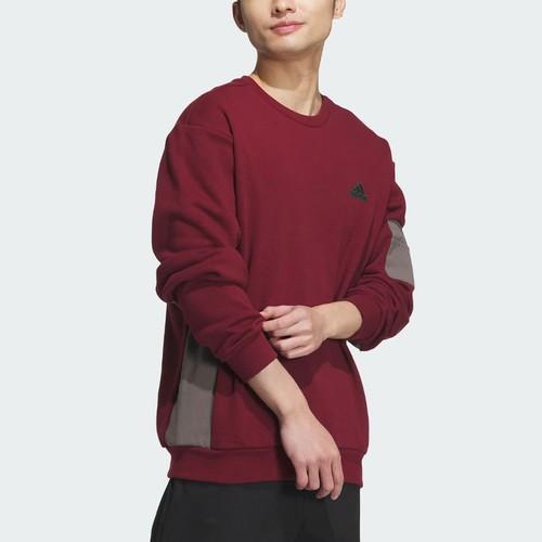 adidas Men's Casual Pullover Long-Sleeve Sweatshirt in Dark Red