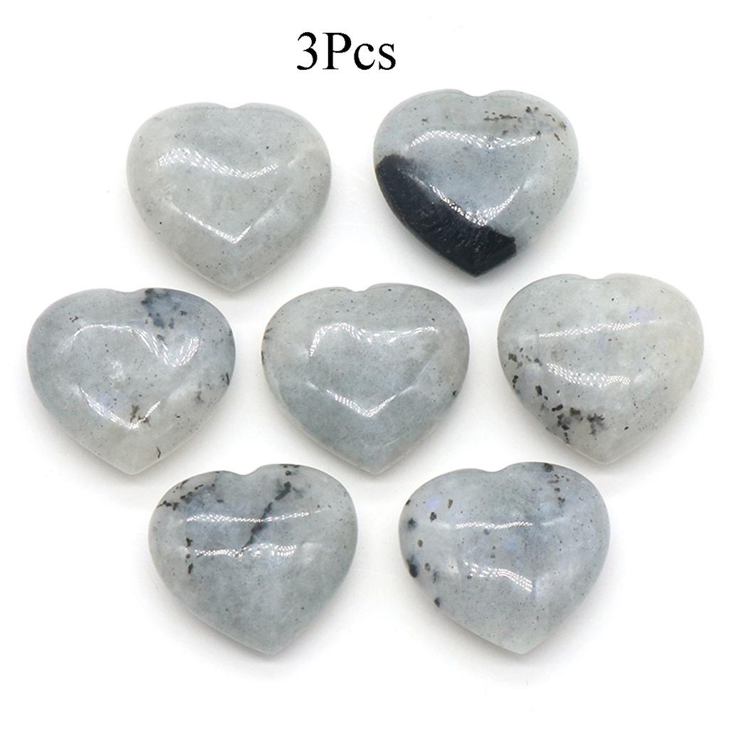 3Pcs, Assorted Natural Crystal Heart Stones Bulk Polished Healing Crystal Hearts for DIY Jewelry, Meditation, Reiki & Valentine's Day Gifts