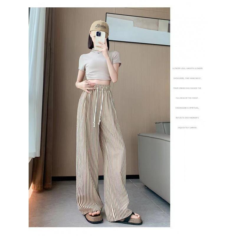 

2026 Trendy Black & White Striped Wide-Leg Pants - Summer Casual Fashion XL