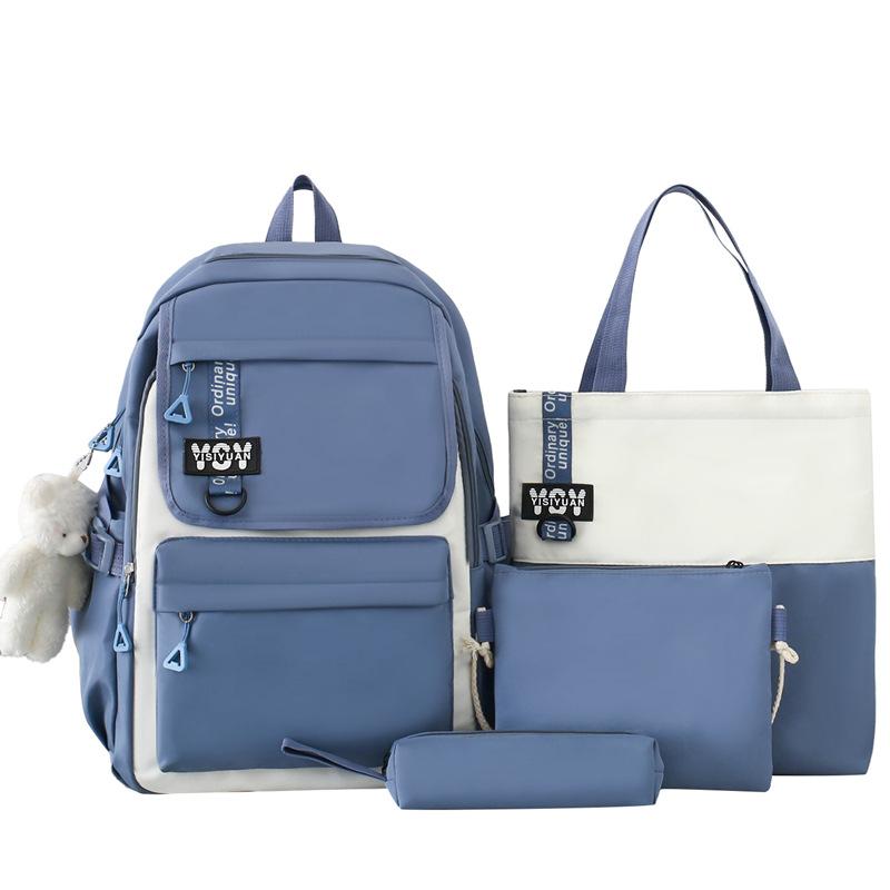 Schoolbag Large-capacity Four-piece Student Backpack High School Large-capacity Portable Make-up Bag Simple Going Out Leisure Backpack