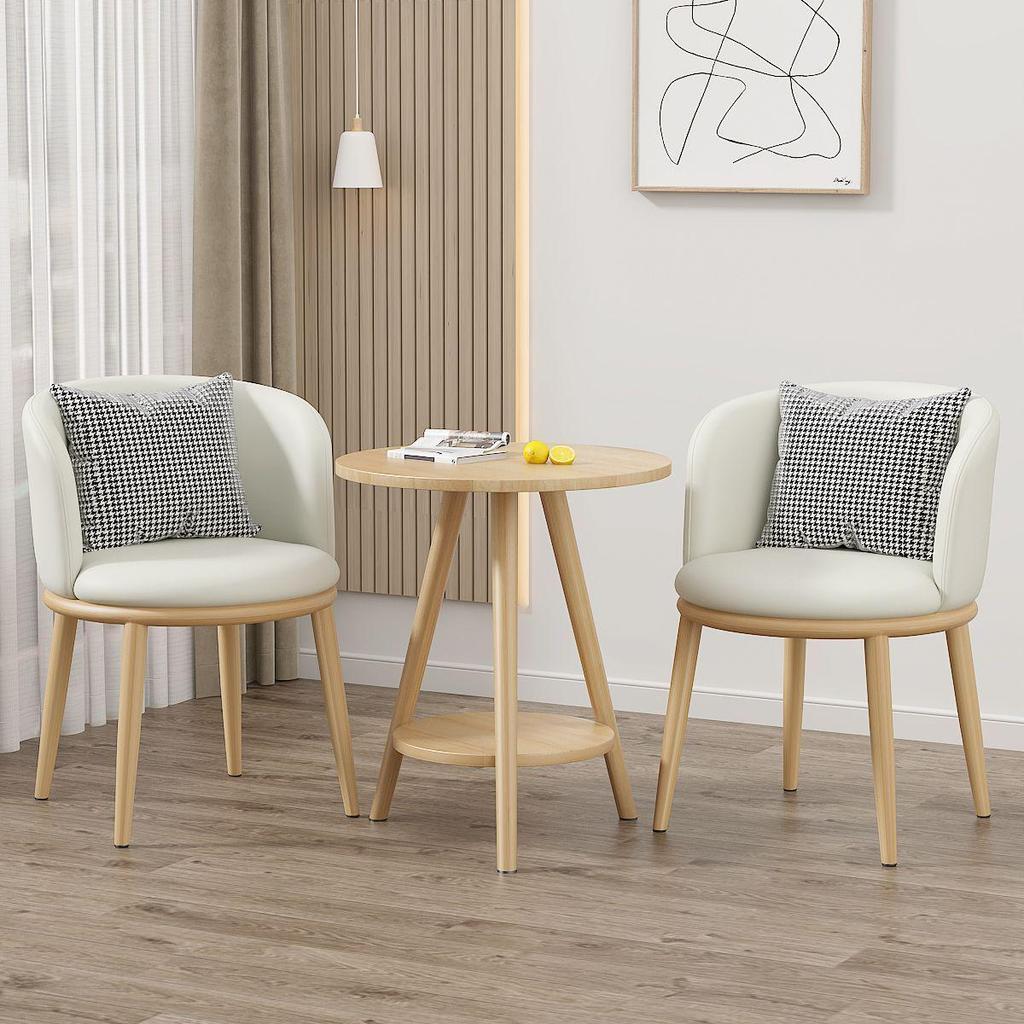 Light Luxury Balcony Tea Table & Chairs Set: Modern 3-Piece for Hotel or Bedroom - Includes One Table & Two Chairs