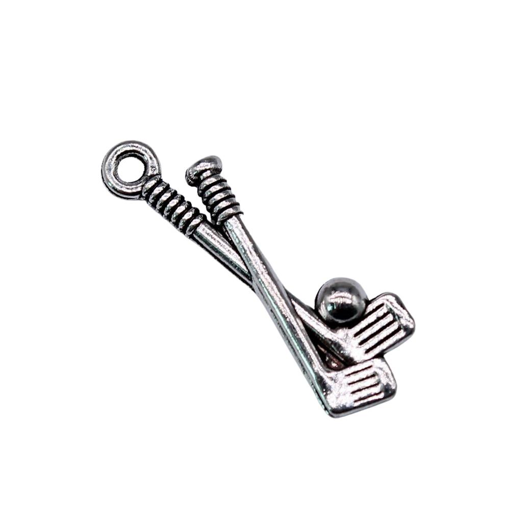 

20шт Гольф Амулеты Амулеты Античное серебро Цвет Цинковый сплав 23X8mm