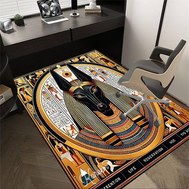 1PC Anubis Egyptian Anti-slip carpet, suitable for Office, bedroomand playrooms. It can also be used as a sofa footrest cover-R35