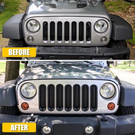 Front Mesh Grille erts Headlight Accessories Cover For Jeep Wrangler JK EXV