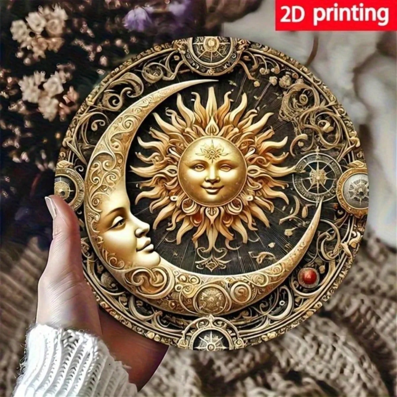 

Vintage Sun Moon Wall Art Metal Tin Sign for Bar Cafe Shop 20x20 різнокольоровий