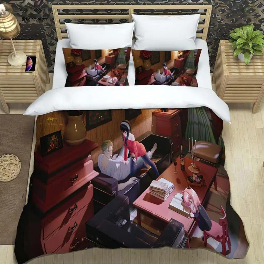 Anime Spy × Family Bedding Set Boys Girls Twin Queen Size Duvet Cover Pillowcase Bed Kids Adult Fashion Home Textileextile